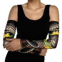 Samoa Moso'oi Flowers Tatau Arm Sleeves Festive Tapa Brown LT7 - Polynesian Pride