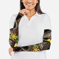 Samoa Moso'oi Flowers Tatau Arm Sleeves Festive Tapa Brown LT7 - Polynesian Pride