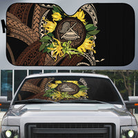 Samoa Moso'oi Flowers Tatau Auto Sun Shade Festive Tapa Brown LT7 Brown - Polynesian Pride
