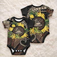 Samoa Moso'oi Flowers Tatau Baby Onesie Festive Tapa Brown LT7 - Polynesian Pride
