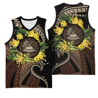 Samoa Moso'oi Flowers Tatau Basketball Jersey Festive Tapa Brown LT7 - Polynesian Pride