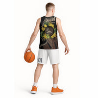 Samoa Moso'oi Flowers Tatau Basketball Jersey Festive Tapa Brown LT7 - Polynesian Pride