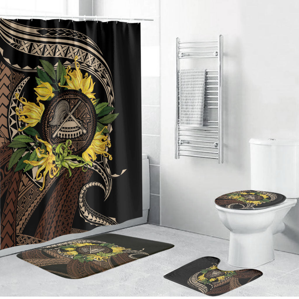 Samoa Moso'oi Flowers Tatau Bathroom Set Festive Tapa Brown LT7 Bathroom Set (4 pcs) Brown - Polynesian Pride