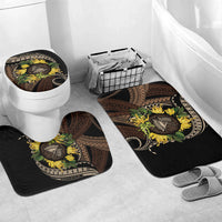 Samoa Moso'oi Flowers Tatau Bathroom Set Festive Tapa Brown LT7 Mat Set Only (3 pcs) One Size Brown - Polynesian Pride