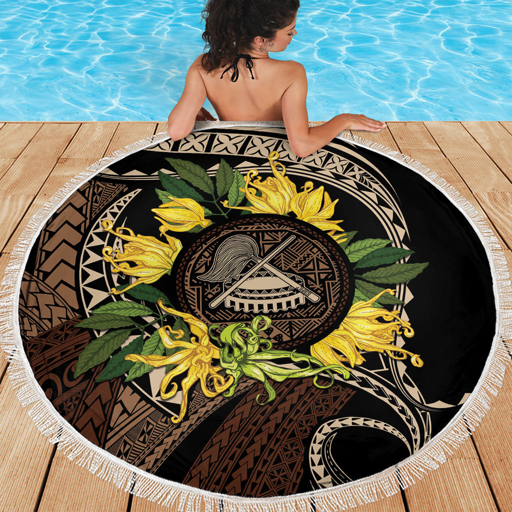 Samoa Moso'oi Flowers Tatau Beach Blanket Festive Tapa Brown LT7 - Polynesian Pride