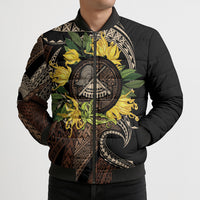 Samoa Moso'oi Flowers Tatau Bomber Puffer Jacket Festive Tapa Brown LT7 - Polynesian Pride