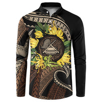 Samoa Moso'oi Flowers Tatau Button Sweatshirt Festive Tapa Brown LT7 Brown - Polynesian Pride