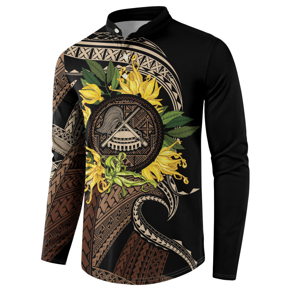 Samoa Moso'oi Flowers Tatau Button Sweatshirt Festive Tapa Brown LT7 - Polynesian Pride