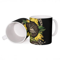 Samoa Moso'oi Flowers Tatau Ceramic Mug Festive Tapa Brown LT7 - Polynesian Pride