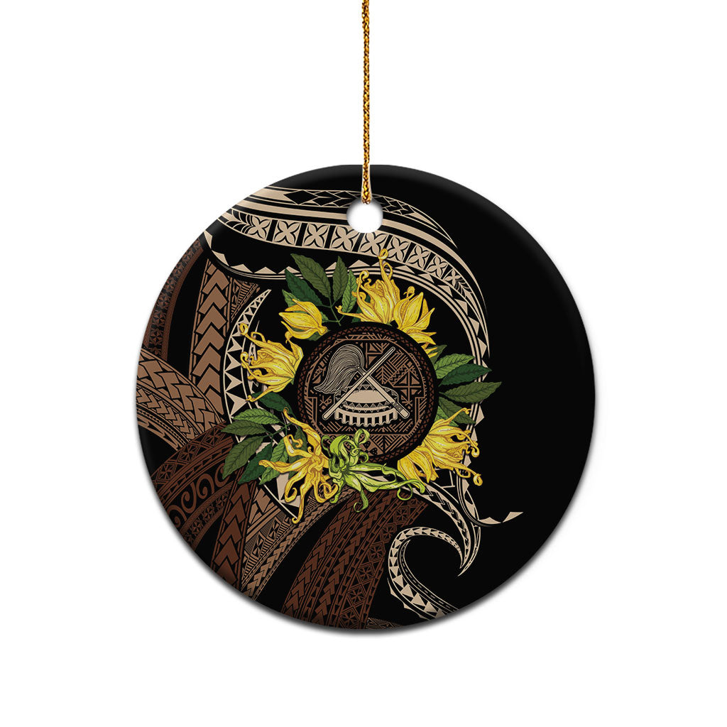 Samoa Moso'oi Flowers Tatau Ceramic Ornament Festive Tapa Brown LT7 - Polynesian Pride