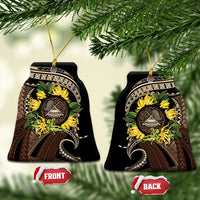 Samoa Moso'oi Flowers Tatau Ceramic Ornament Festive Tapa Brown LT7 Bell Flake Brown - Polynesian Pride