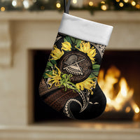 Samoa Moso'oi Flowers Tatau Christmas Stocking Festive Tapa Brown LT7 Set of 2 Brown - Polynesian Pride