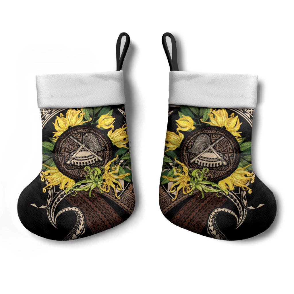 Samoa Moso'oi Flowers Tatau Christmas Stocking Festive Tapa Brown LT7 - Polynesian Pride