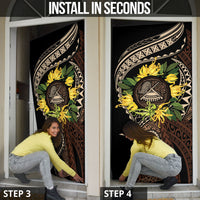 Samoa Moso'oi Flowers Tatau Door Cover Festive Tapa Brown LT7 - Polynesian Pride
