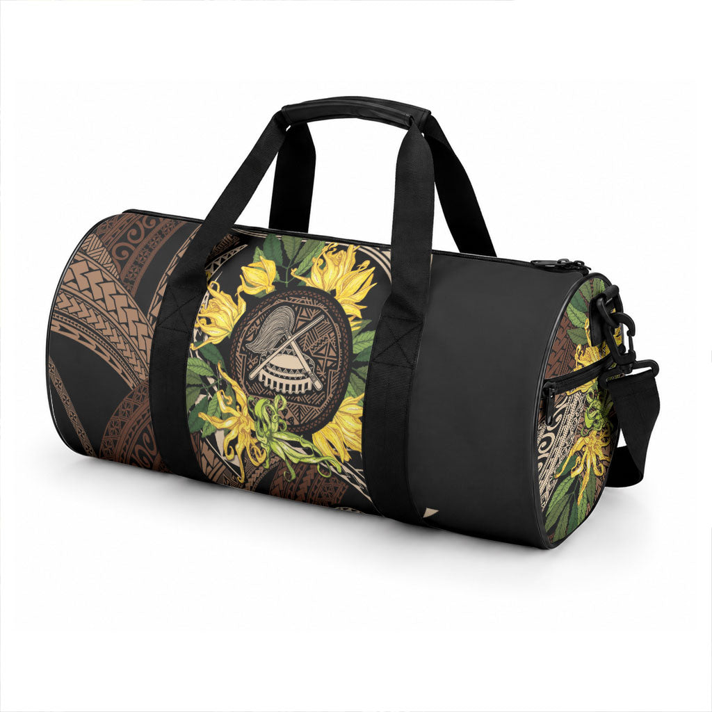 Samoa Moso'oi Flowers Tatau Duffle Bag Festive Tapa Brown LT7 - Polynesian Pride