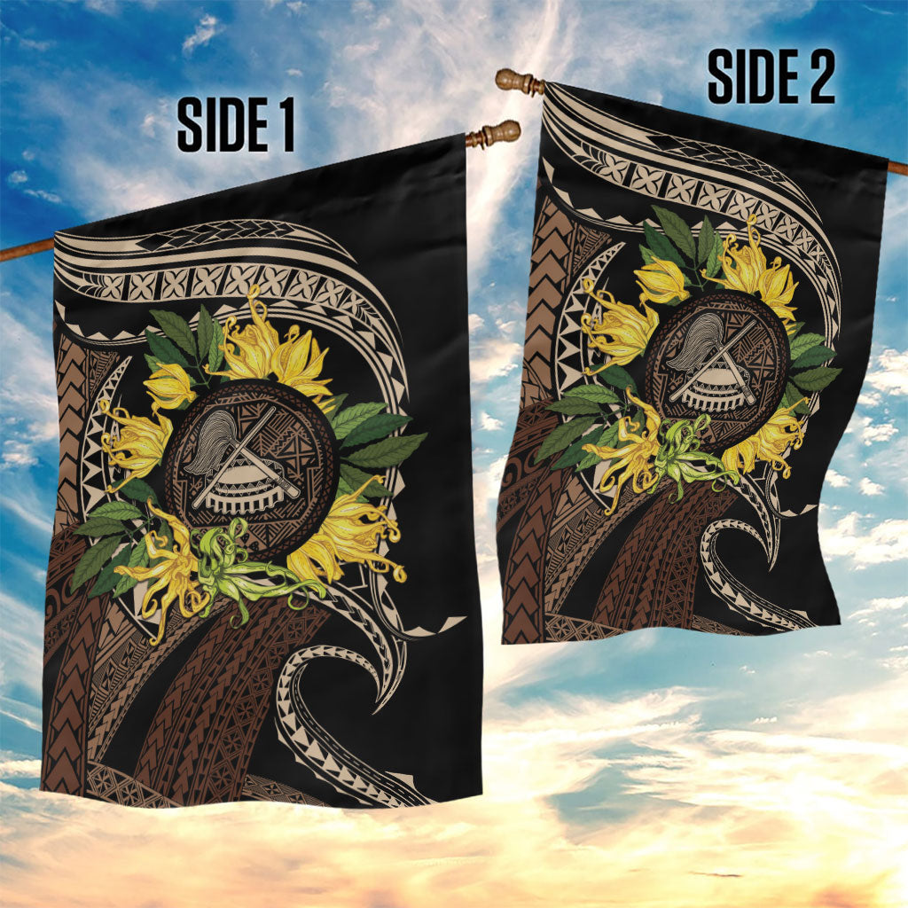 Samoa Moso'oi Flowers Tatau Garden Flag Festive Tapa Brown LT7 - Polynesian Pride
