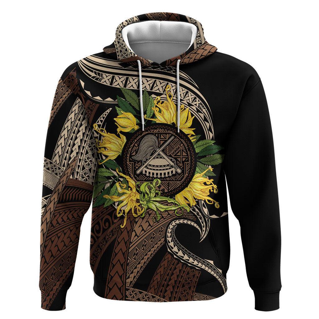 Samoa Moso'oi Flowers Tatau Hoodie Festive Tapa Brown LT7 Pullover Hoodie Brown - Polynesian Pride