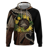 Samoa Moso'oi Flowers Tatau Hoodie Festive Tapa Brown LT7 Pullover Hoodie Brown - Polynesian Pride