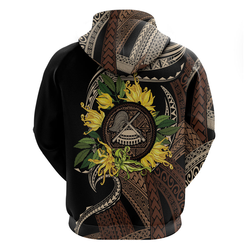 Samoa Moso'oi Flowers Tatau Hoodie Festive Tapa Brown LT7 - Polynesian Pride