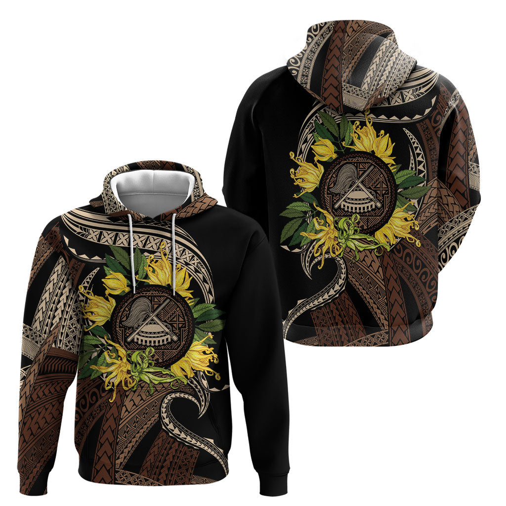 Samoa Moso'oi Flowers Tatau Hoodie Festive Tapa Brown LT7 - Polynesian Pride