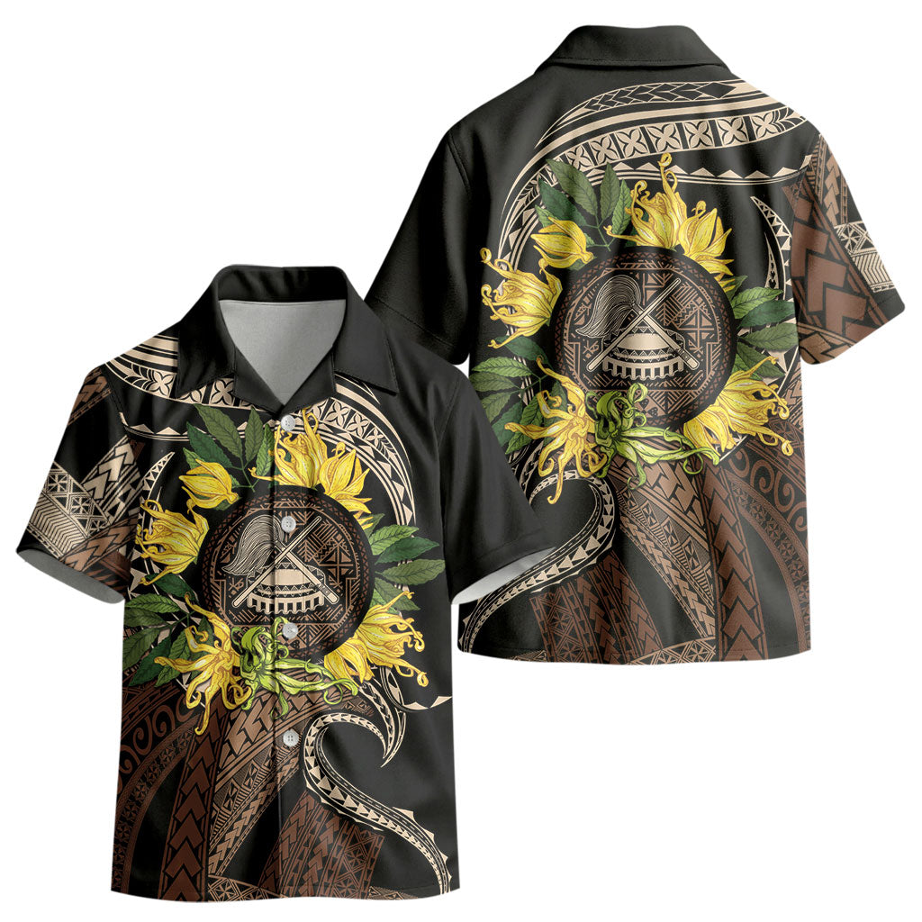 Samoa Moso'oi Flowers Tatau Kid Hawaiian Shirt Festive Tapa Brown LT7 - Polynesian Pride