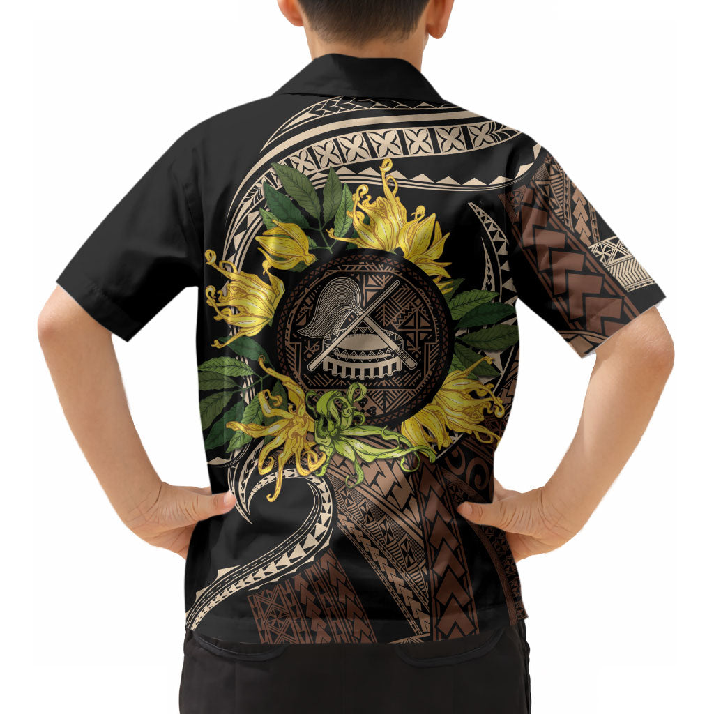 Samoa Moso'oi Flowers Tatau Kid Hawaiian Shirt Festive Tapa Brown LT7 - Polynesian Pride