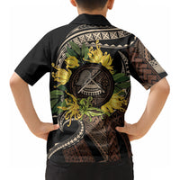 Samoa Moso'oi Flowers Tatau Kid Hawaiian Shirt Festive Tapa Brown LT7 - Polynesian Pride