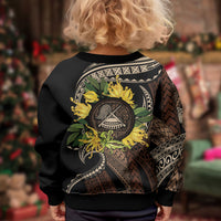 Samoa Moso'oi Flowers Tatau Kid Ugly Christmas Sweater Festive Tapa Brown LT7 - Polynesian Pride