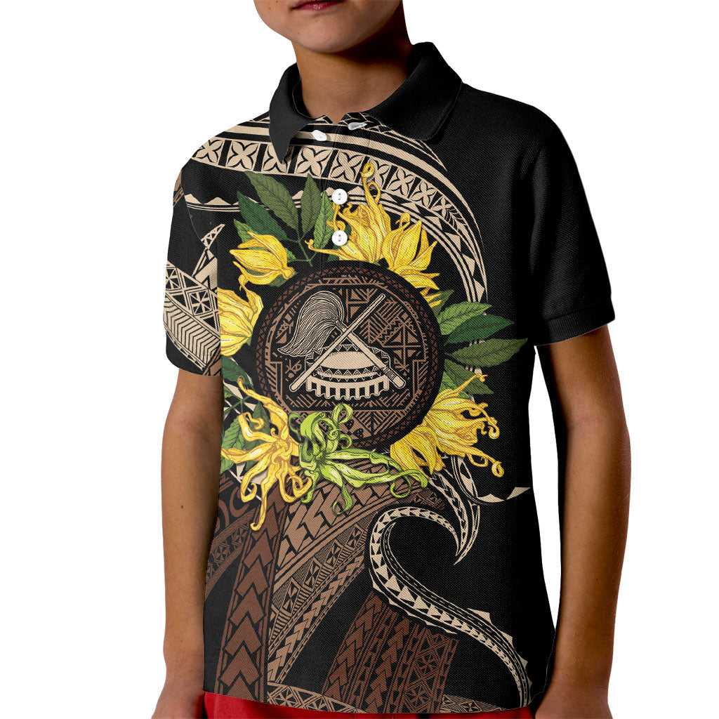 Samoa Moso'oi Flowers Tatau Kid Polo Shirt Festive Tapa Brown LT7 Kid Brown - Polynesian Pride