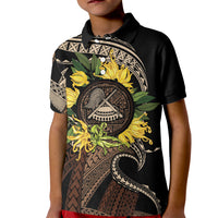 Samoa Moso'oi Flowers Tatau Kid Polo Shirt Festive Tapa Brown LT7 Kid Brown - Polynesian Pride