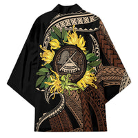 Samoa Moso'oi Flowers Tatau Kimono Festive Tapa Brown LT7 - Polynesian Pride