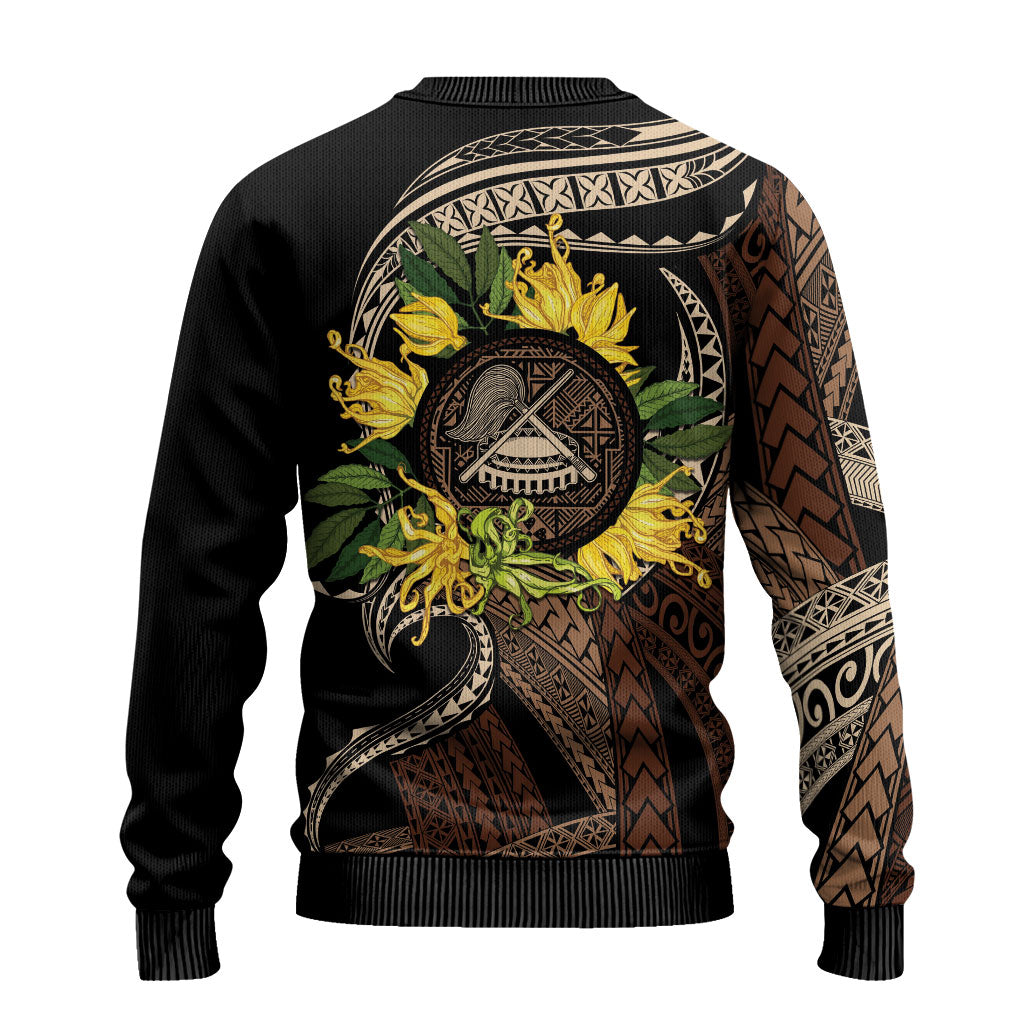 Samoa Moso'oi Flowers Tatau Ugly Christmas Sweater Festive Tapa Brown LT7 - Polynesian Pride