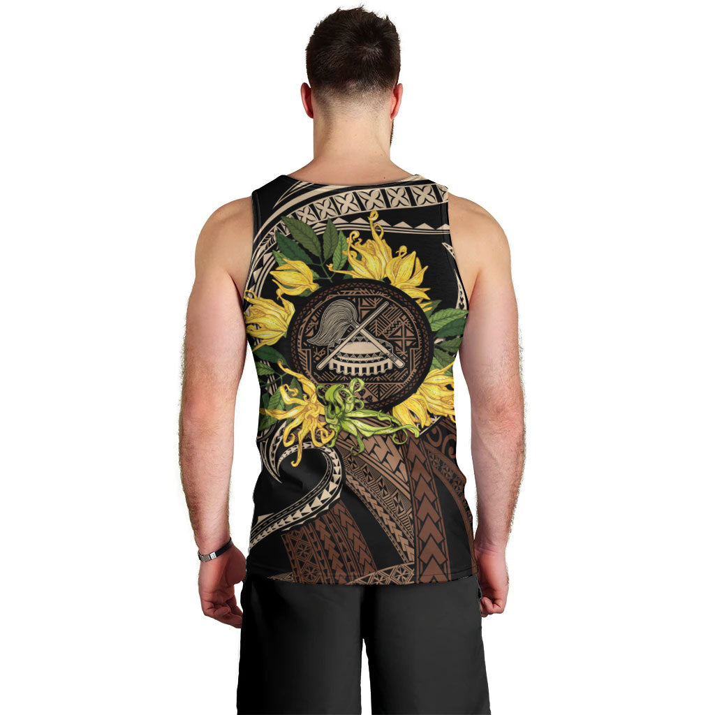 Samoa Moso'oi Flowers Tatau Men Tank Top Festive Tapa Brown LT7 - Polynesian Pride