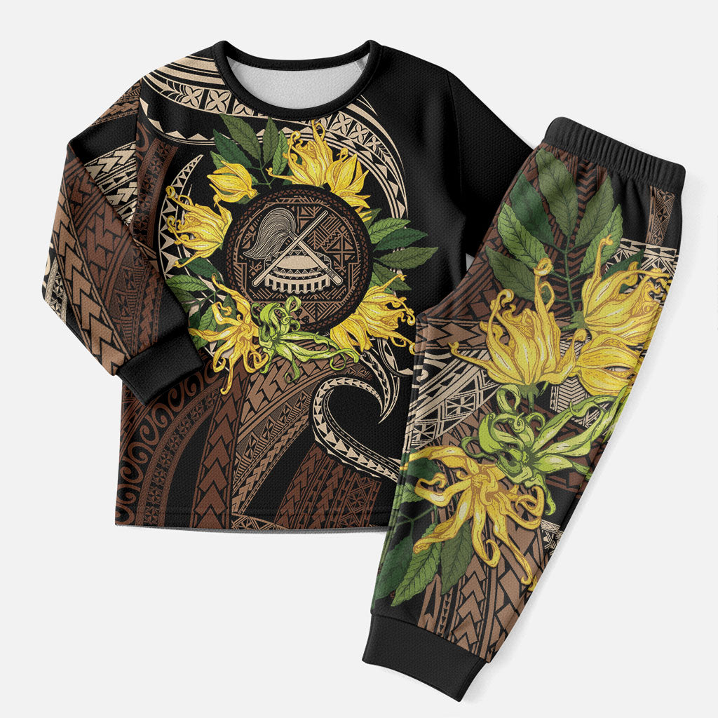 Samoa Moso'oi Flowers Tatau Christmas Pajama Set Festive Tapa Brown LT7 Men Brown - Polynesian Pride