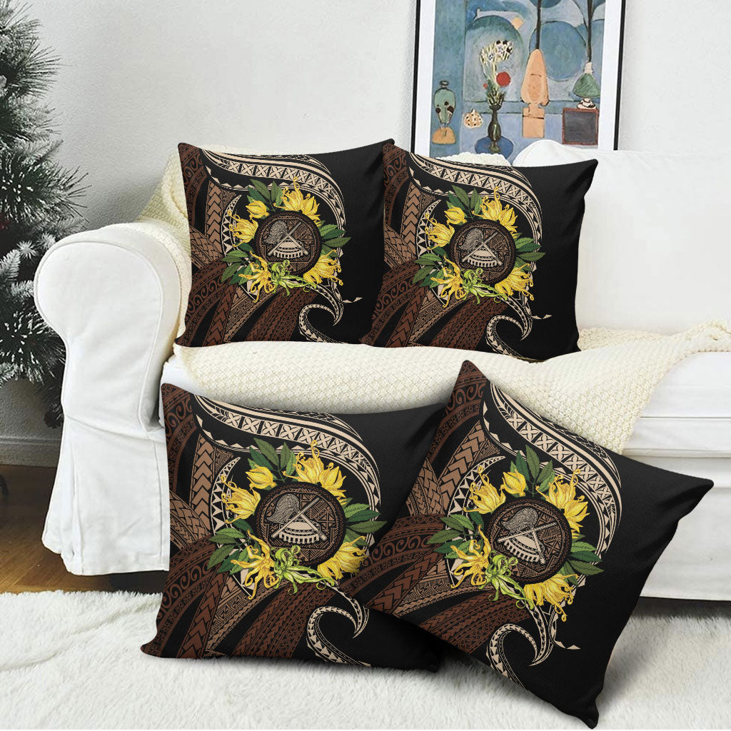 Samoa Moso'oi Flowers Tatau Pillow Cover Festive Tapa Brown LT7 - Polynesian Pride
