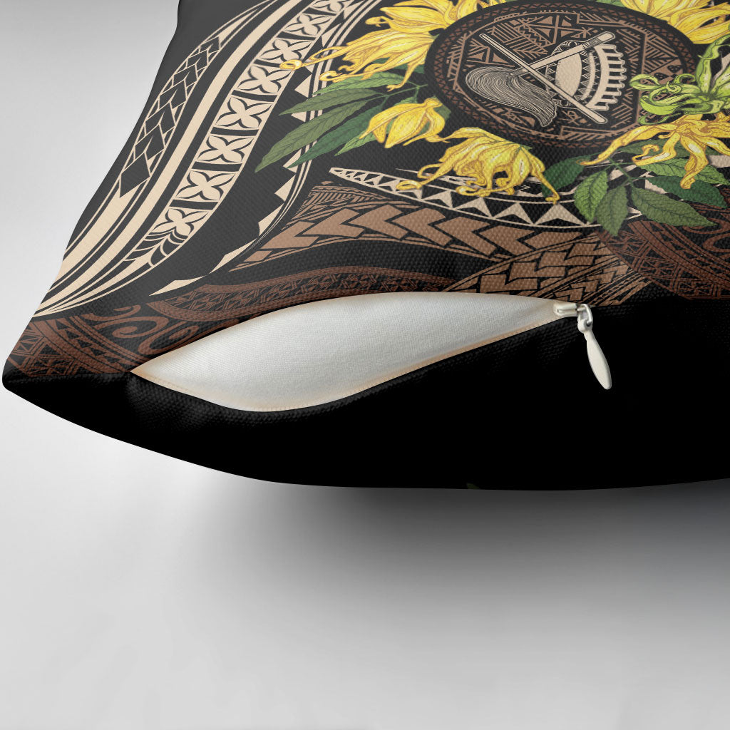 Samoa Moso'oi Flowers Tatau Pillow Cover Festive Tapa Brown LT7 - Polynesian Pride