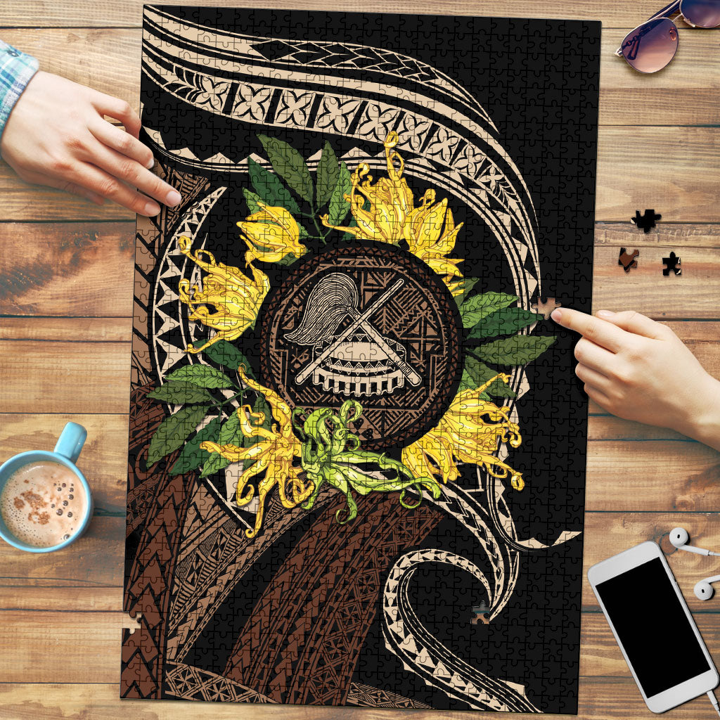 Samoa Moso'oi Flowers Tatau Puzzle Festive Tapa Brown LT7 Brown - Polynesian Pride