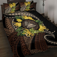 Samoa Moso'oi Flowers Tatau Quilt Bed Set Festive Tapa Brown LT7 Brown - Polynesian Pride