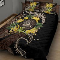 Samoa Moso'oi Flowers Tatau Quilt Bed Set Festive Tapa Brown LT7 - Polynesian Pride