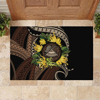 Samoa Moso'oi Flowers Tatau Rubber Doormat Festive Tapa Brown LT7 Brown - Polynesian Pride