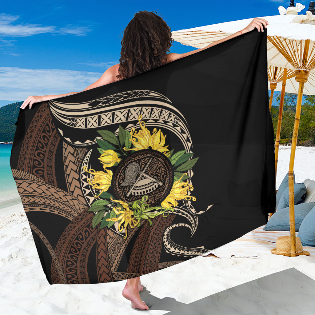 Samoa Moso'oi Flowers Tatau Sarong Festive Tapa Brown LT7 One Size 44 x 66 inches Brown - Polynesian Pride