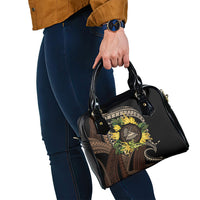 Samoa Moso'oi Flowers Tatau Shoulder Handbag Festive Tapa Brown LT7 - Polynesian Pride