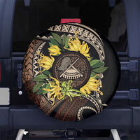 Samoa Moso'oi Flowers Tatau Spare Tire Cover Festive Tapa Brown LT7 No hole Brown - Polynesian Pride
