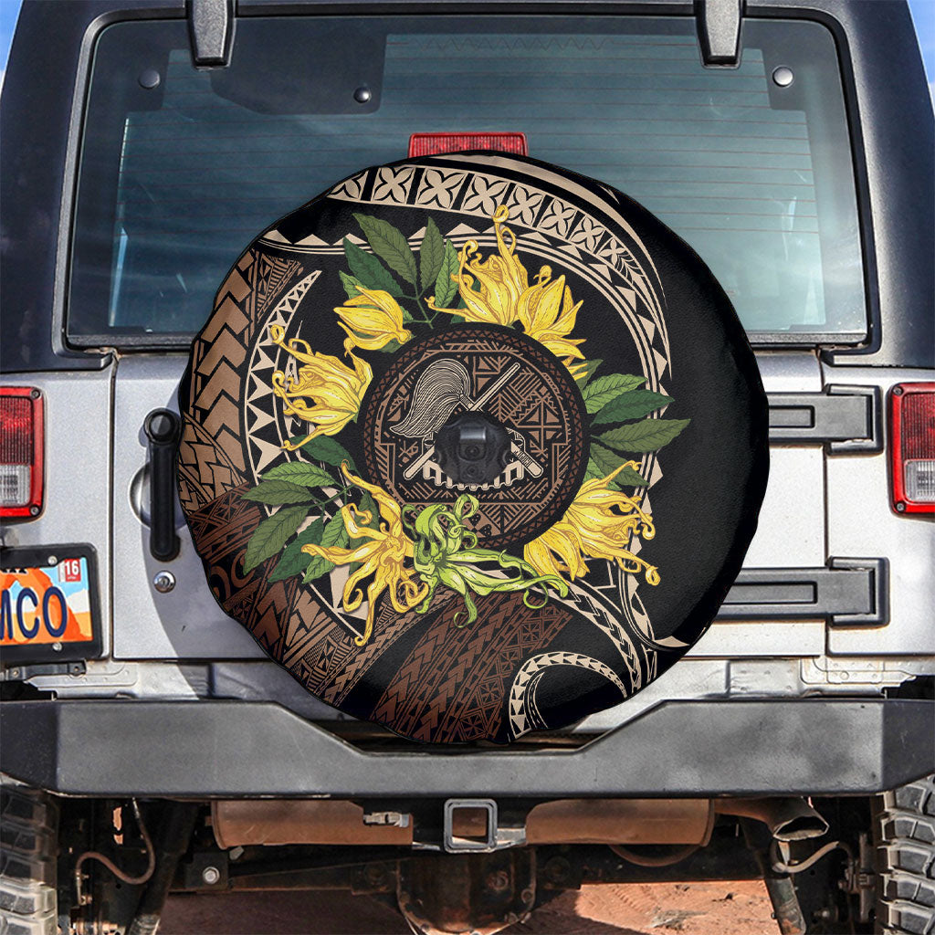 Samoa Moso'oi Flowers Tatau Spare Tire Cover Festive Tapa Brown LT7 Brown - Polynesian Pride
