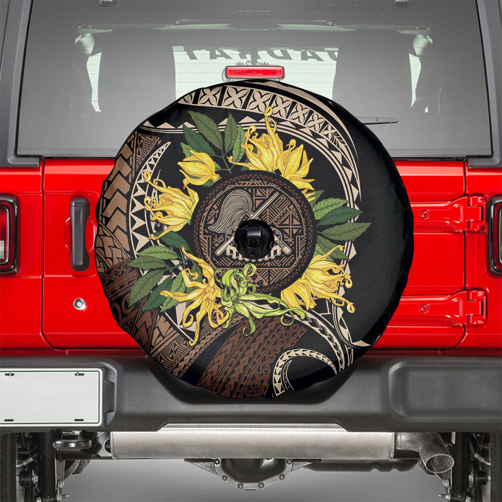 Samoa Moso'oi Flowers Tatau Spare Tire Cover Festive Tapa Brown LT7 - Polynesian Pride