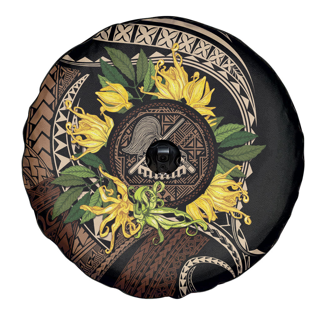 Samoa Moso'oi Flowers Tatau Spare Tire Cover Festive Tapa Brown LT7 - Polynesian Pride