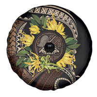 Samoa Moso'oi Flowers Tatau Spare Tire Cover Festive Tapa Brown LT7 - Polynesian Pride