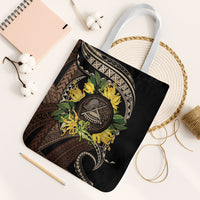 Samoa Moso'oi Flowers Tatau Tote Bag Festive Tapa Brown LT7 White Strap One Size Brown - Polynesian Pride