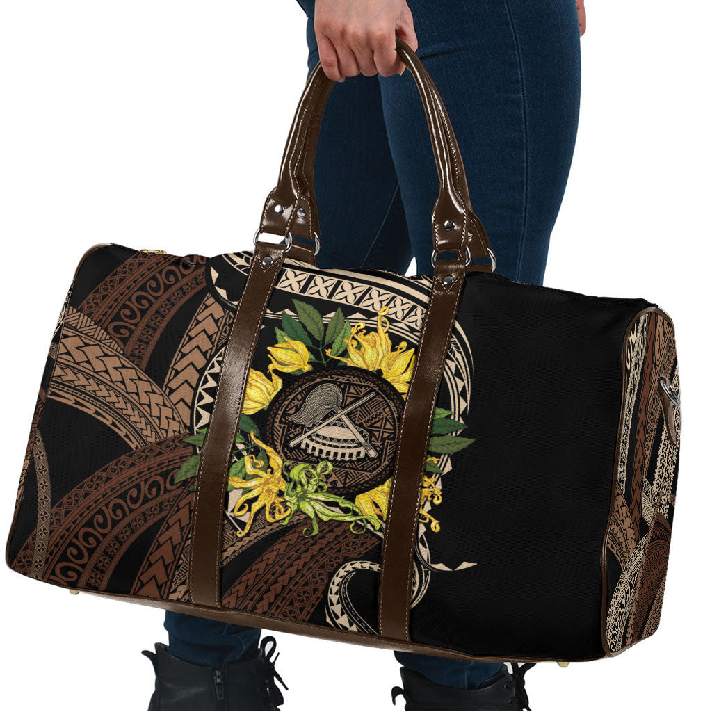 Samoa Moso'oi Flowers Tatau Travel Bag Festive Tapa Brown LT7 - Polynesian Pride