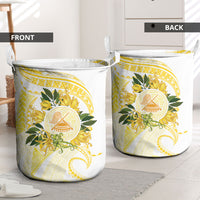 Samoa Moso'oi Flowers Tatau Laundry Basket Festive Golden White LT7 - Polynesian Pride